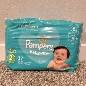 Pampers Baby Dry Diapers 2 Jumbo Pack (12-18 lb.) New